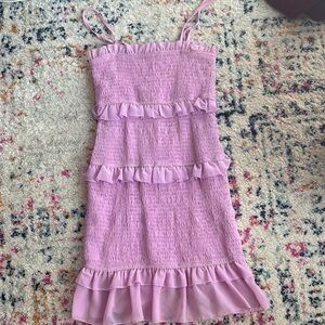 Nasty Gal Pink Smocked Sundress with Ruffled Tiers